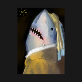 Shark T-Shirt - Girl With A Pearl Earring by RAPIDPUNCHES' SHARK PEOPLE