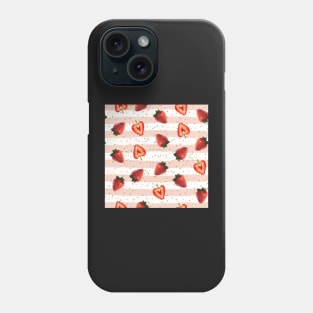 Strawberries pink stripes Phone Case