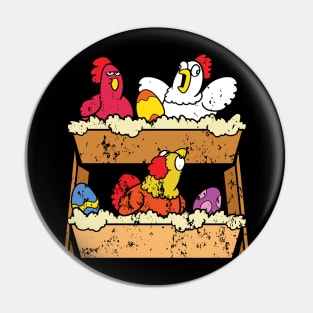 Retro Vintage Grunge Easter Chicken Pin