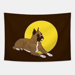 Boxer with yellow sun Tapestry