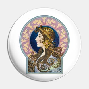 Art Nouveau Lady Pin