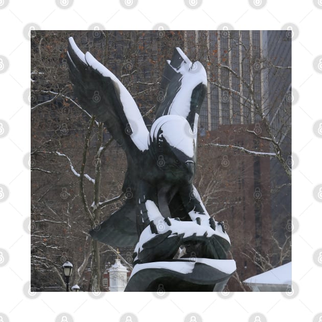 Snowy Winter Eagle Statue in NYC by Christine aka stine1