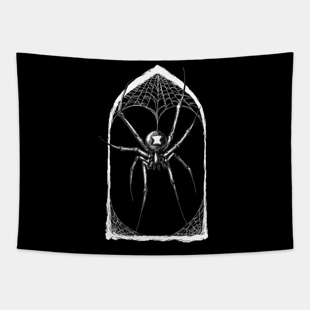 Gothic Window Black Widow Spider Tapestry by ScottBokma