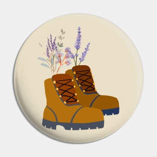 Wild flowers hiking boots Pin