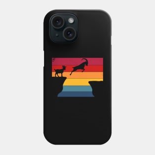 Vintage Retro Sunset Mountain Goats Jump Over Gap Phone Case