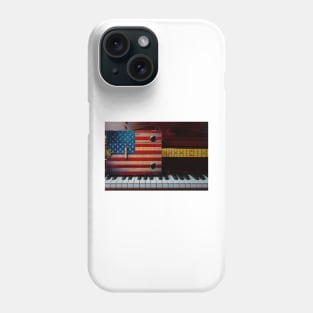 Cigar Box American Flag Guitar On Piano Keys Phone Case