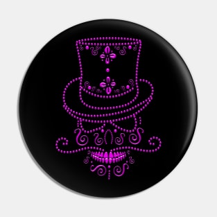 Skull with hat in pink Pin