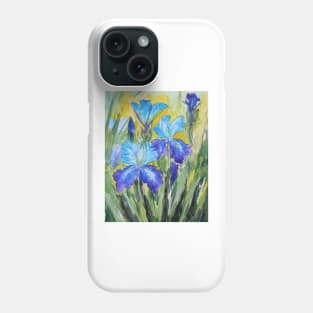 Blue irises Watercolor Painting Phone Case