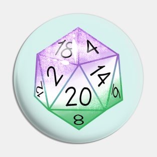 Genderqueer Pride D20 Dice Pin