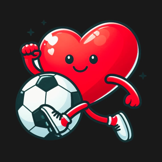 Valentine's Day Heart Soccer Player Team Sports by Figurely creative