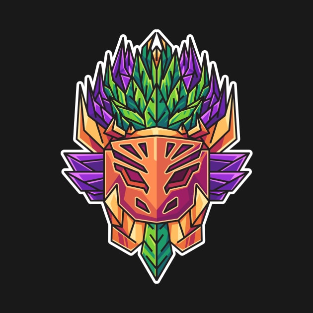 tribal illustration of demon mask by Dmonte