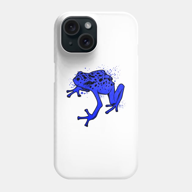 Frog drawing - Blue poison dart frog Phone Case by Modern Medieval Design