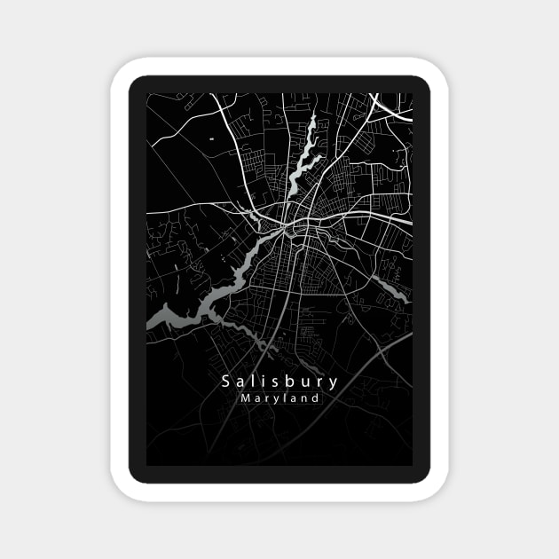 Salisbury Maryland City Map dark Magnet by Robin-Niemczyk