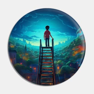 boy in magical city Pin