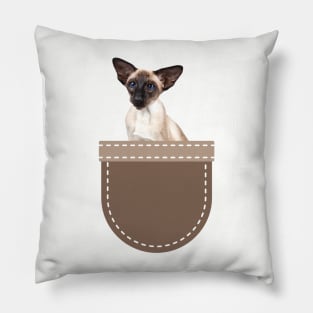 Cat in Pocket (Siamese Cat) Pillow