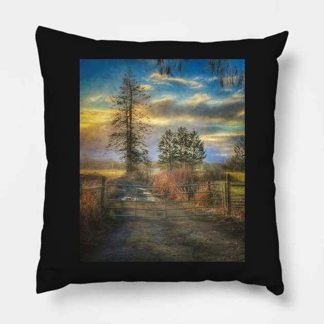 Gated Farmland Pillow by SHWILDLIFE