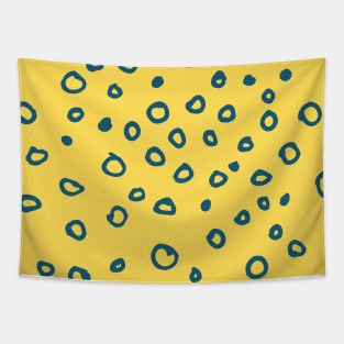 Abstract yellow and blue bubble pattern Tapestry