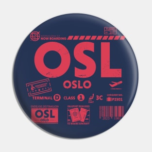 Vintage Oslo OSL Airport Code Travel Day Retro Travel Tag Pin