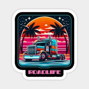 Retro vintage trucker roadlife Magnet