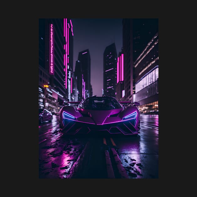 Chicago Night Ride Pink Sports Car by star trek fanart and more