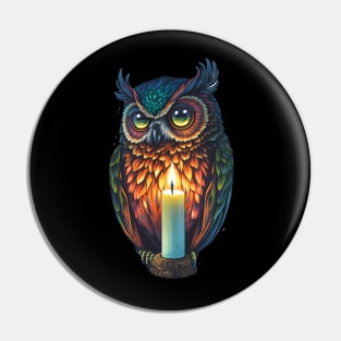 Owl Painting with a Candle Pin