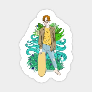 Girl with skateboard Magnet