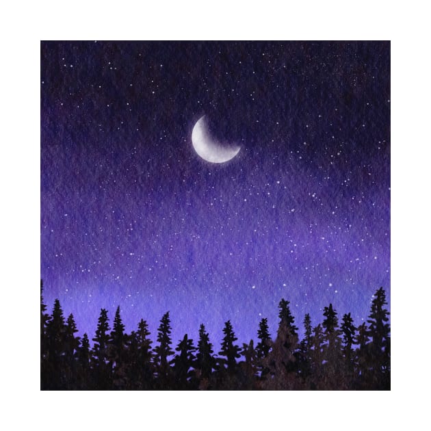 Purple watercolor nightsky by RosanneCreates