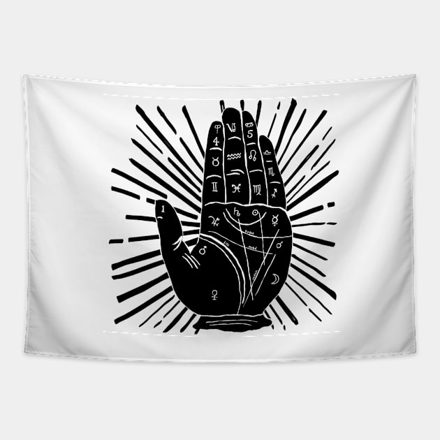 Palmistry black and white Tapestry by Kimmygowland