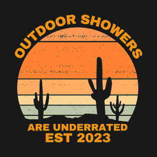 Outdoor Showers Are Underrated Est 2023 Funny Hiking Gifts T-Shirt