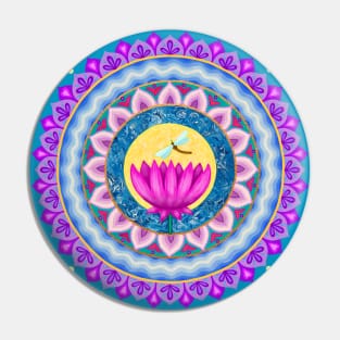 Dragonfly and Lotus Moon Mandala Pin