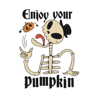 Scary Halloween Costume, Funny Skeleton Eating a Pumpkin T-Shirt