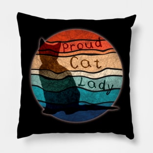 Vintage beach cat - proud cat lady dark Pillow