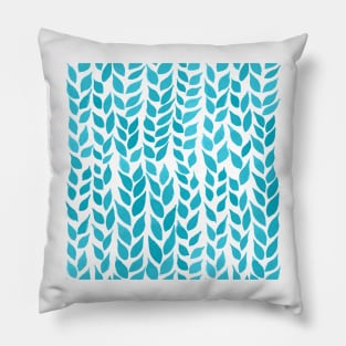 Simple Watercolor Leaves -  Light Blue & Navy Pillow