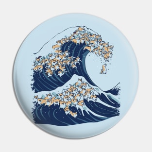 The Great Wave of Corgi Pin