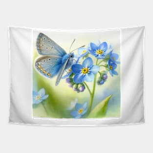 Pop Blue butterfly - Watercolor Butterfly Tapestry