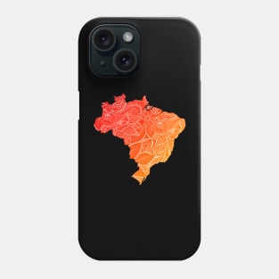 Colorful mandala art map of Brazil with text in red and orange Phone Case