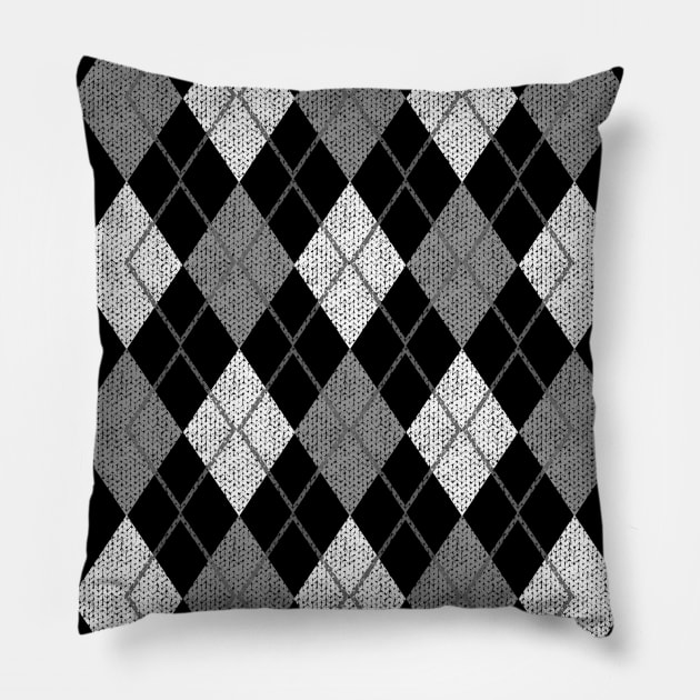 Grey Argyle Sweater Pattern Pillow by Muzehack