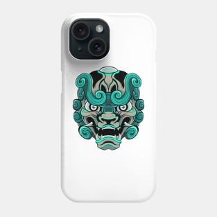 The Furious Japanese Lion 3 - Komainu Vector art illustration Phone Case