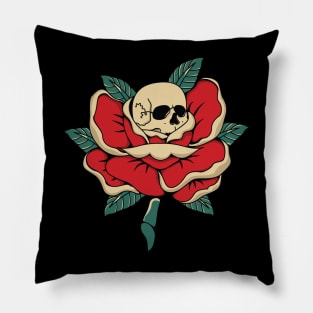 head skull and rose clover Pillow