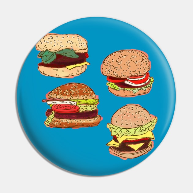 Burger-Enormous Pin by minniemorrisart