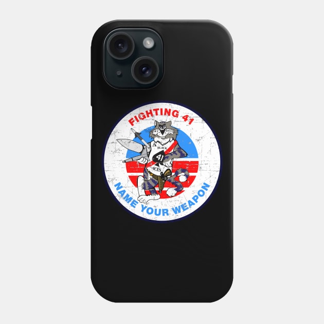 F-14 Tomcat - Fighting 41 Name Your Weapon - Grunge Style Phone Case by TomcatGypsy