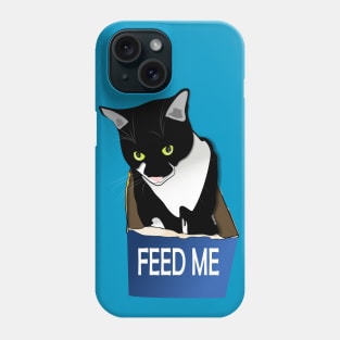 Cute Tuxedo Cat Hungry Cat in a Box  Copyright by TeAnne Phone Case