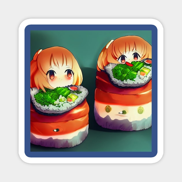 Kawaii Anime Sushi Magnet by Grassroots Green