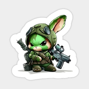 Armored Angry Rabbit Holding a Riffle Magnet