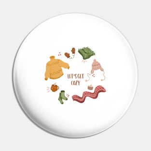 Let's get cozy, cute winter illustration Pin