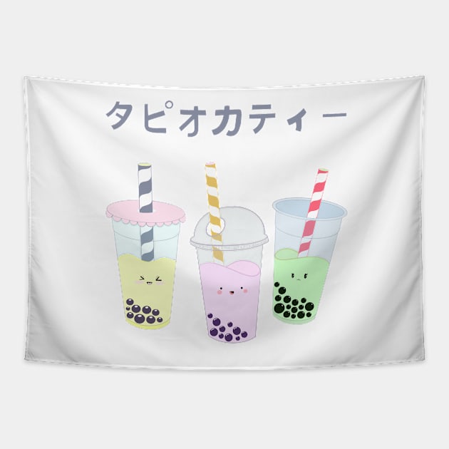 Kawaii Boba Tea Tapestry by smoochugs