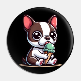 Boston Terrier Eating Ice Cream Pin