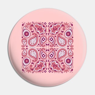 Pink Paisley Abstract Flowers Tear Drops Pin