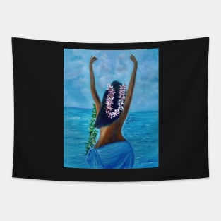 Hula on the Beach Flower Leis Tapestry