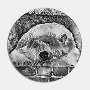 AnimalArtBW Polarbear 001 Pin